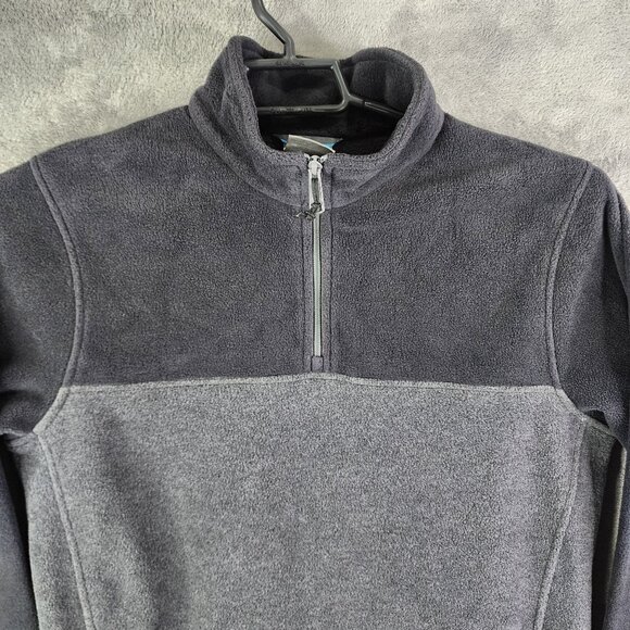Mens Gray & Black Columbia Fleece Sweatshirt 1/4 Zip Long Sleeve Mock Neck M - Picture 4 of 12